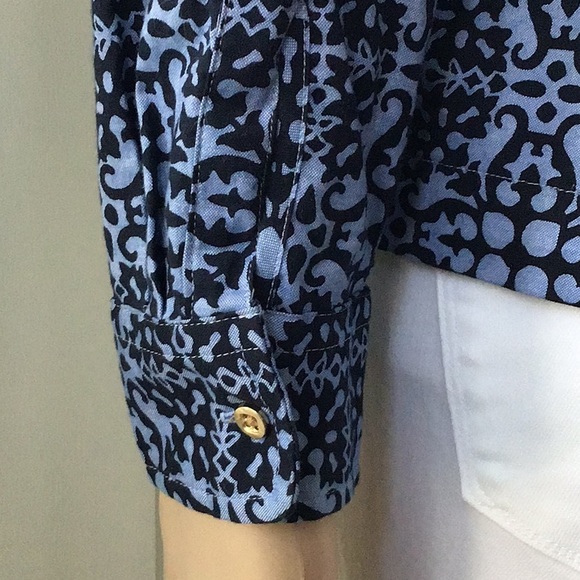 NWOT TALBOTS BLUE HENLEY STYLE BLOUSE - Picture 9 of 11